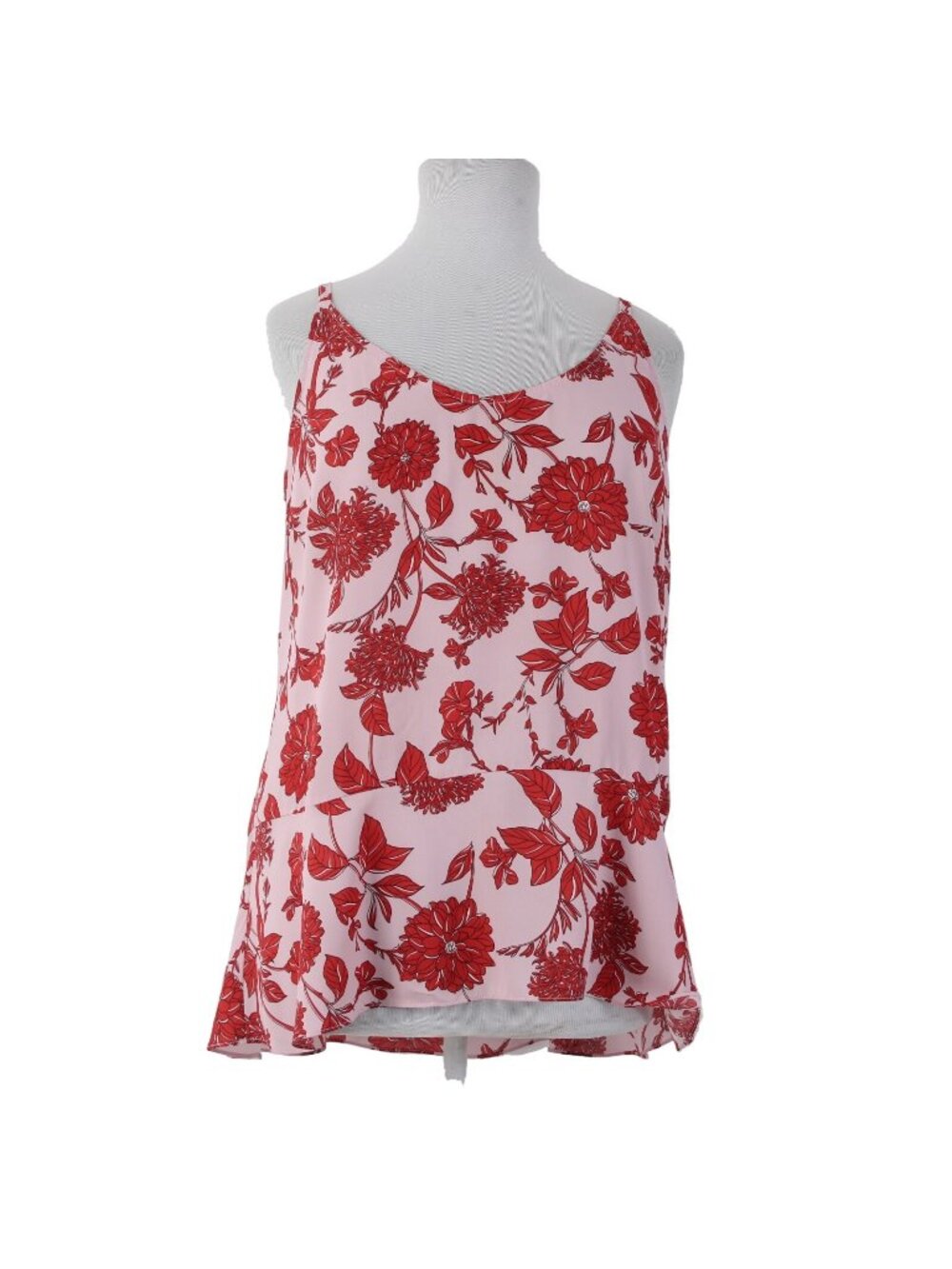 Cabi Top Sz XL Pink Red Floral Spaghetti Strap 100% Polyester Top